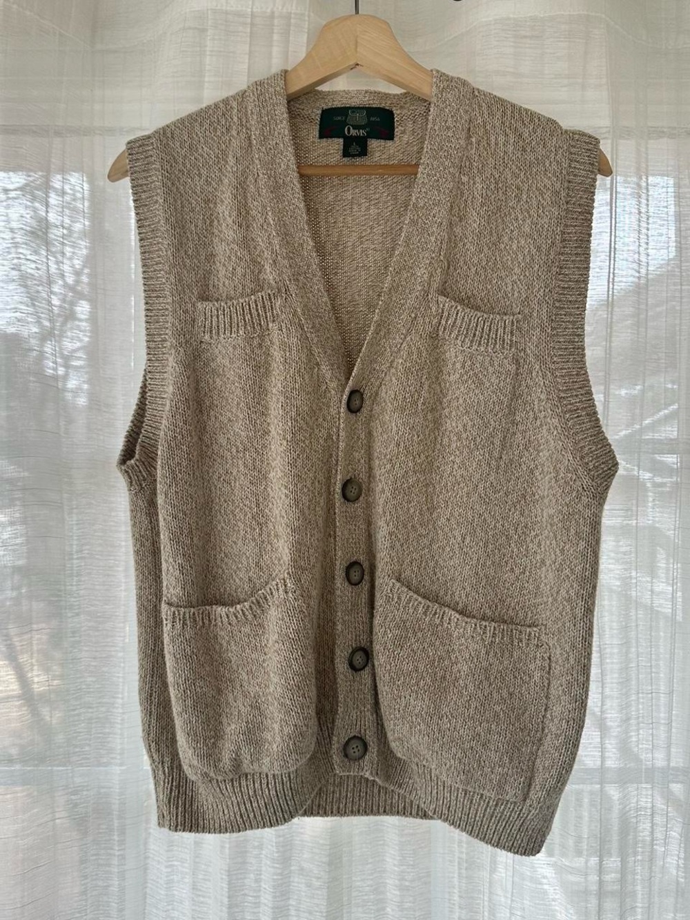 Oasis Men's Knit Button Vest - Beige